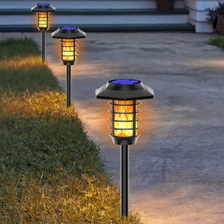 Wholesale 48PCS LED Garden Decoration Lighting Outdoor Waterproof Solar Pathway Patio Lawn Landscape Lamp Hot LED Flame Garden Light with Sensor