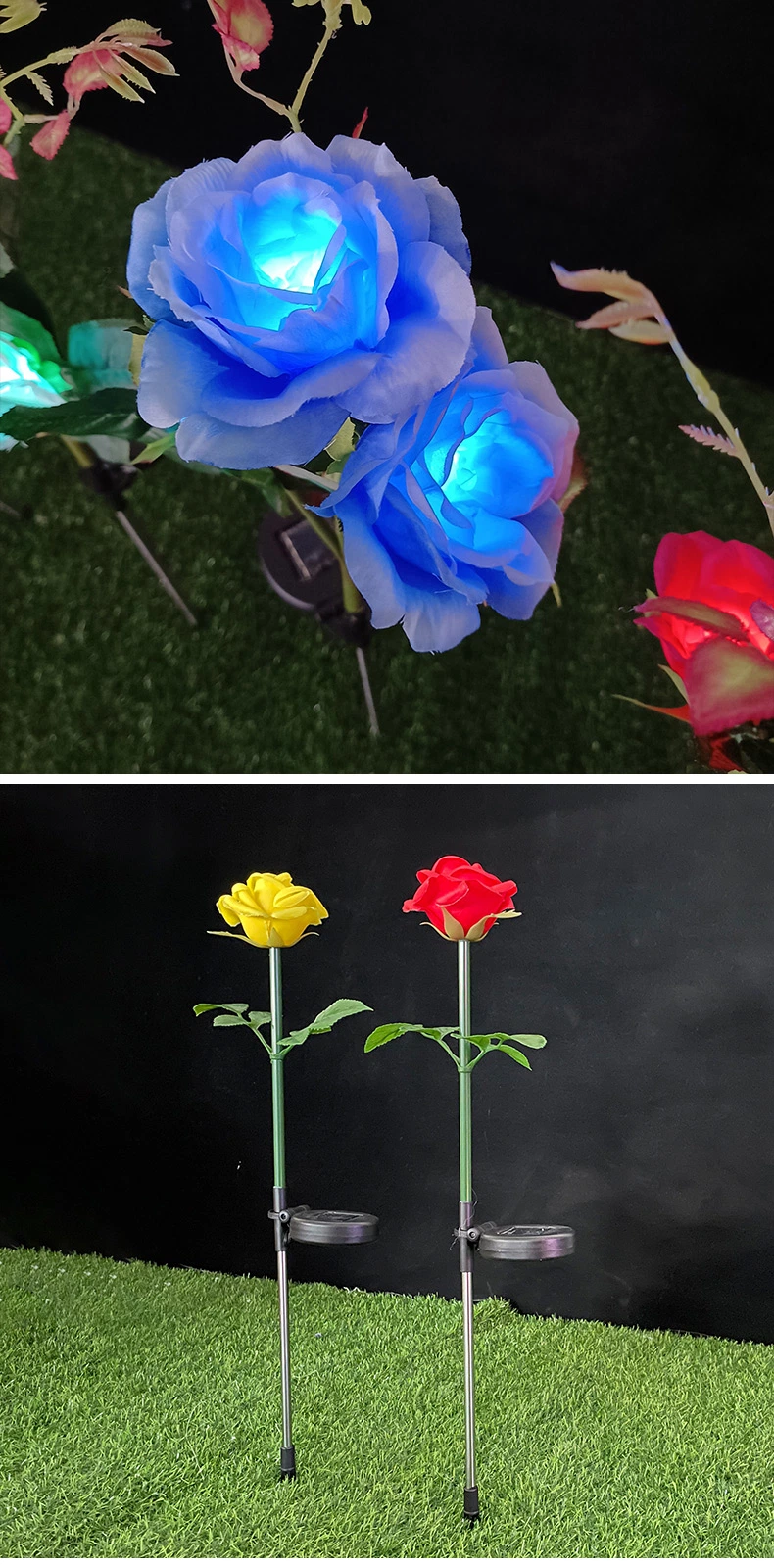 Tulip Lamps Rose Lotus Lily Camellia Flower Lights Artificial Light Decoration Patio Ground Garden Landscape Lamp