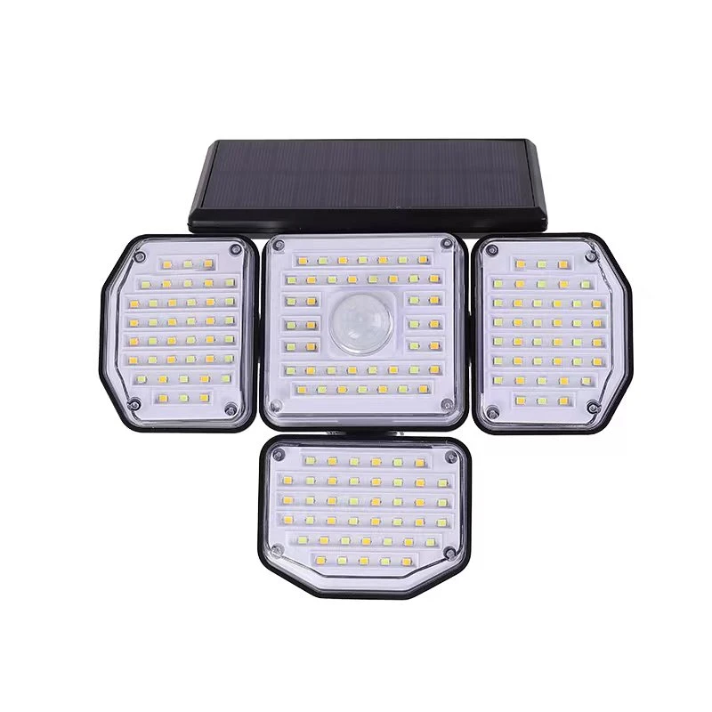 Solar Outdoor Lights, 164 LED IP65 Waterproof Motion Sensor Outdoor Lights with Remote Control, 4 Heads Solar Flood Wall Lights for Outside Garden Patio Yard