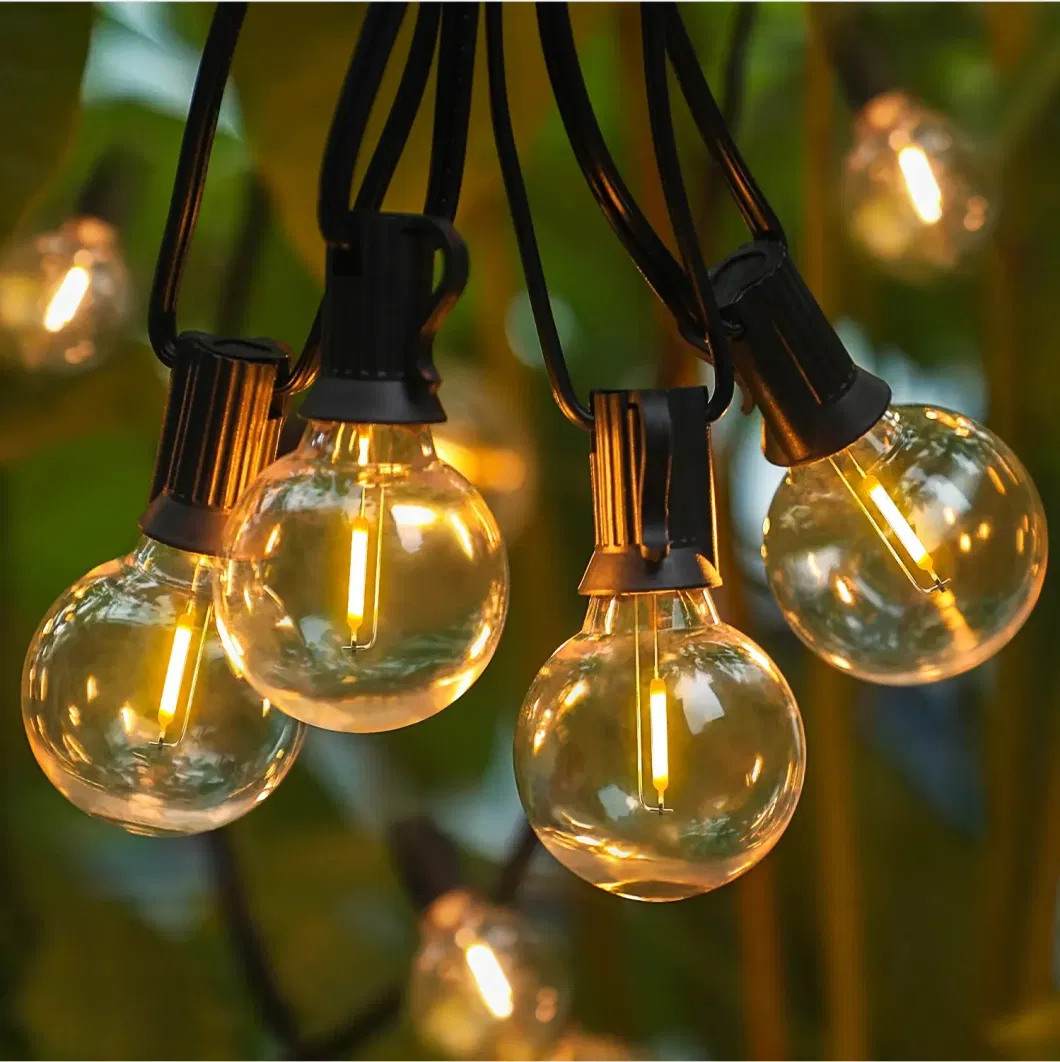 Vintage Patio Globe String Lights Set Black Wire Waterproof Weatherproof Christmas String Light