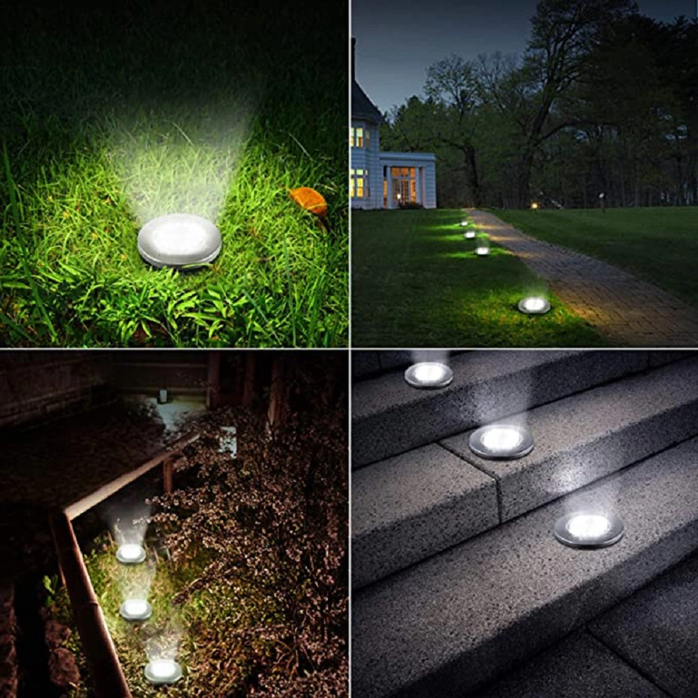 8 LED Solar Garden Lights, Waterproof, Solar Lighting for Lawn, Patio, Yard, Driveway, Solar Outdoor Ground Lights - Color Changing Solar Disc Lights Wyz17914