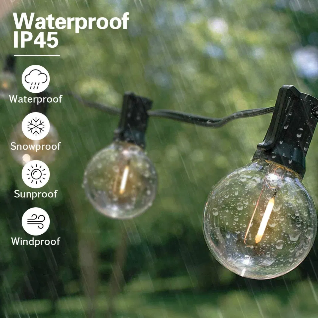 Vintage Patio Globe String Lights Set Black Wire Waterproof Weatherproof Christmas String Light