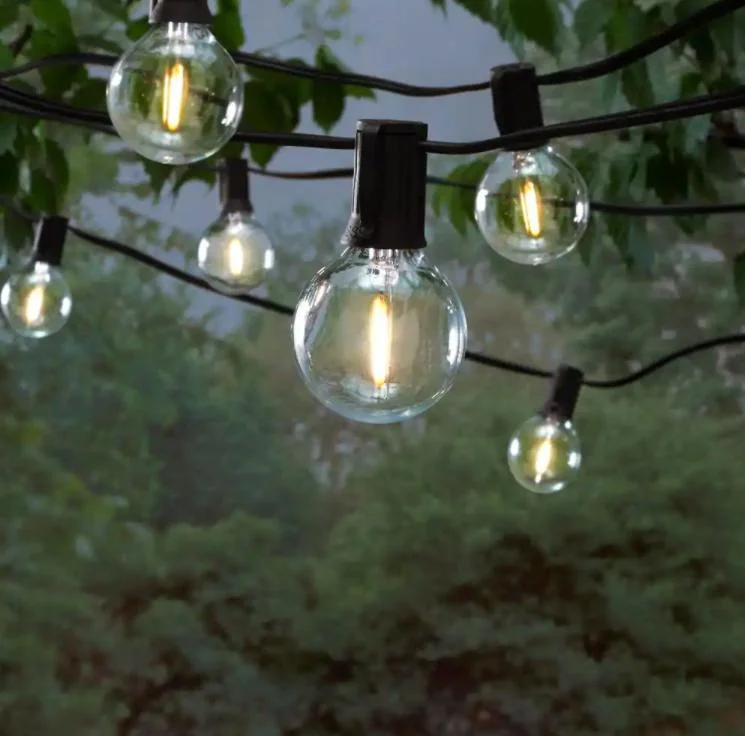 Vintage Patio Globe String Lights Set Black Wire Waterproof Weatherproof Christmas String Light