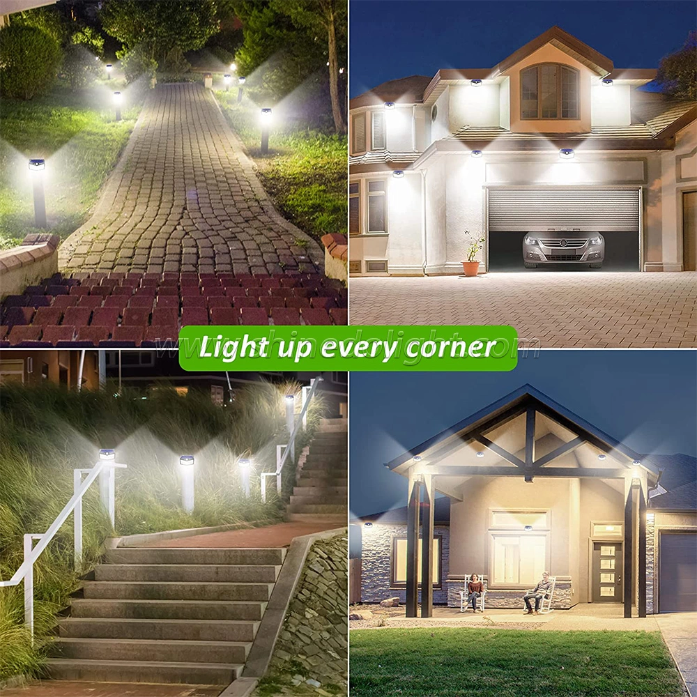 Best Outdoor Backyard Garden Stair Waterproof IP67 Solar Power 4 Sides Lighting Wall Lamp 100 LED Motion Sensor LED Solar Light