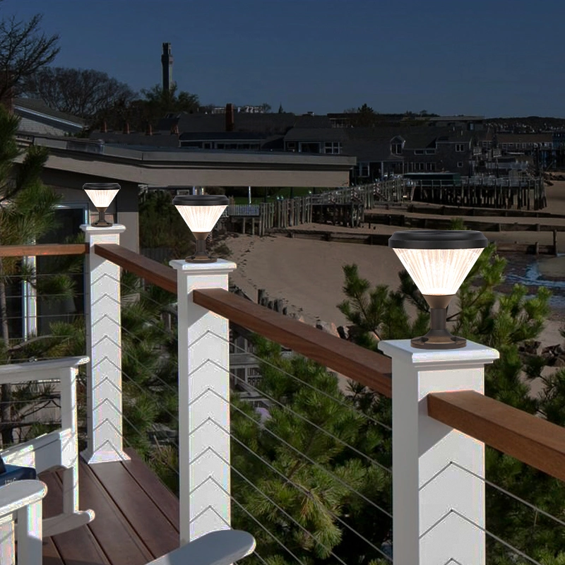 Hotook Solar Landscape Column Cylinder Indoor Glass Iron Lamp Decorative Lighting Columns Outdoor Pillar Light