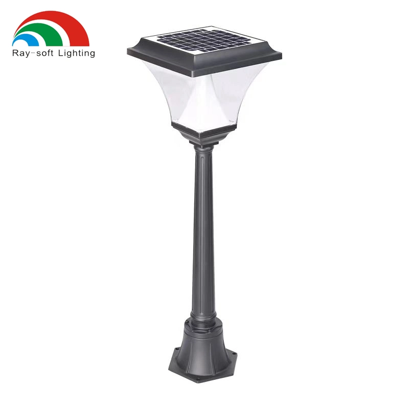 Square Shape Aluminum Black Decorative Modern LED Solar Pillar Light