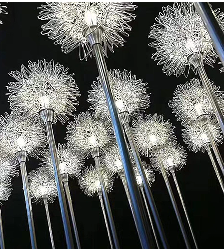 Outdoor Waterproof Garden Decorative Solar Aluminum Ball Dandelion Ground Lawn Lights for Pathway Walkway Yard Patio