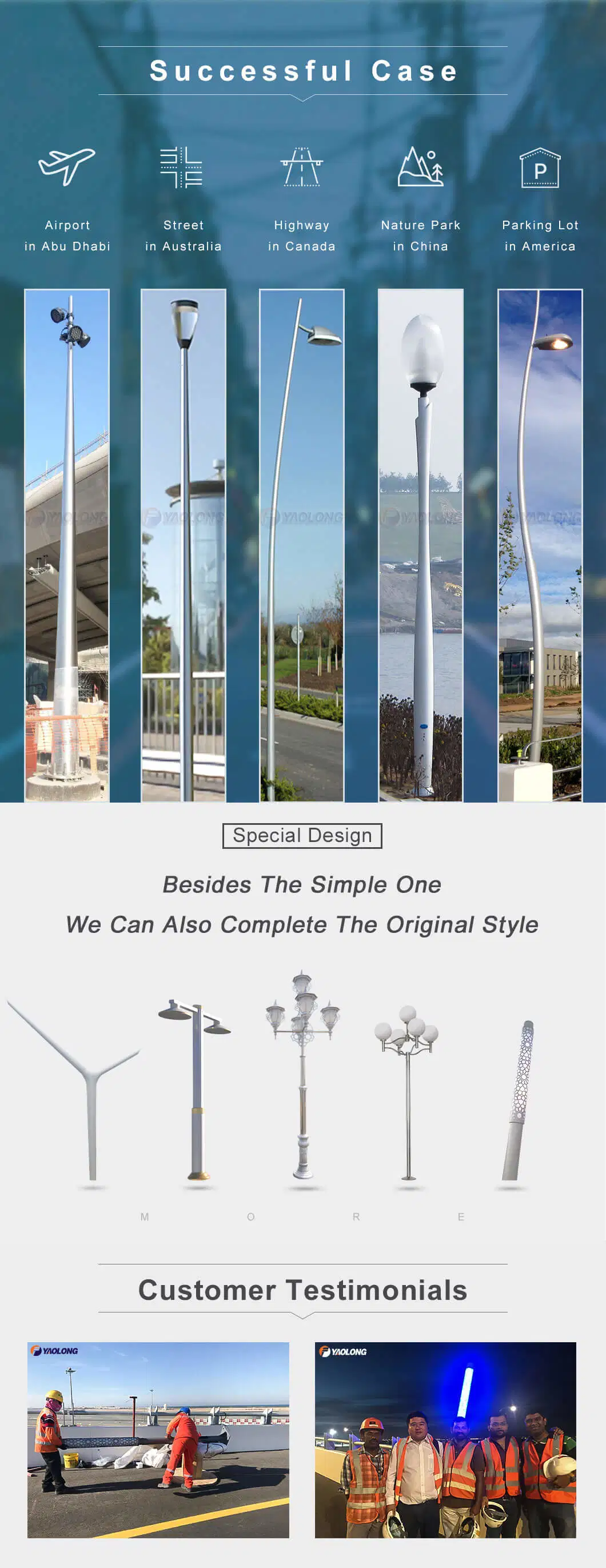 304 Stainless Steel Street Lamp Pole Cost with High Temperature Resistance