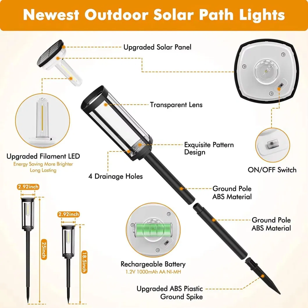 Factory Outside Waterproof Garden Yard Patio Lawn Decor Solar Path Lights Solar Pathway Lights Outdoor Solar Landscape Lighting