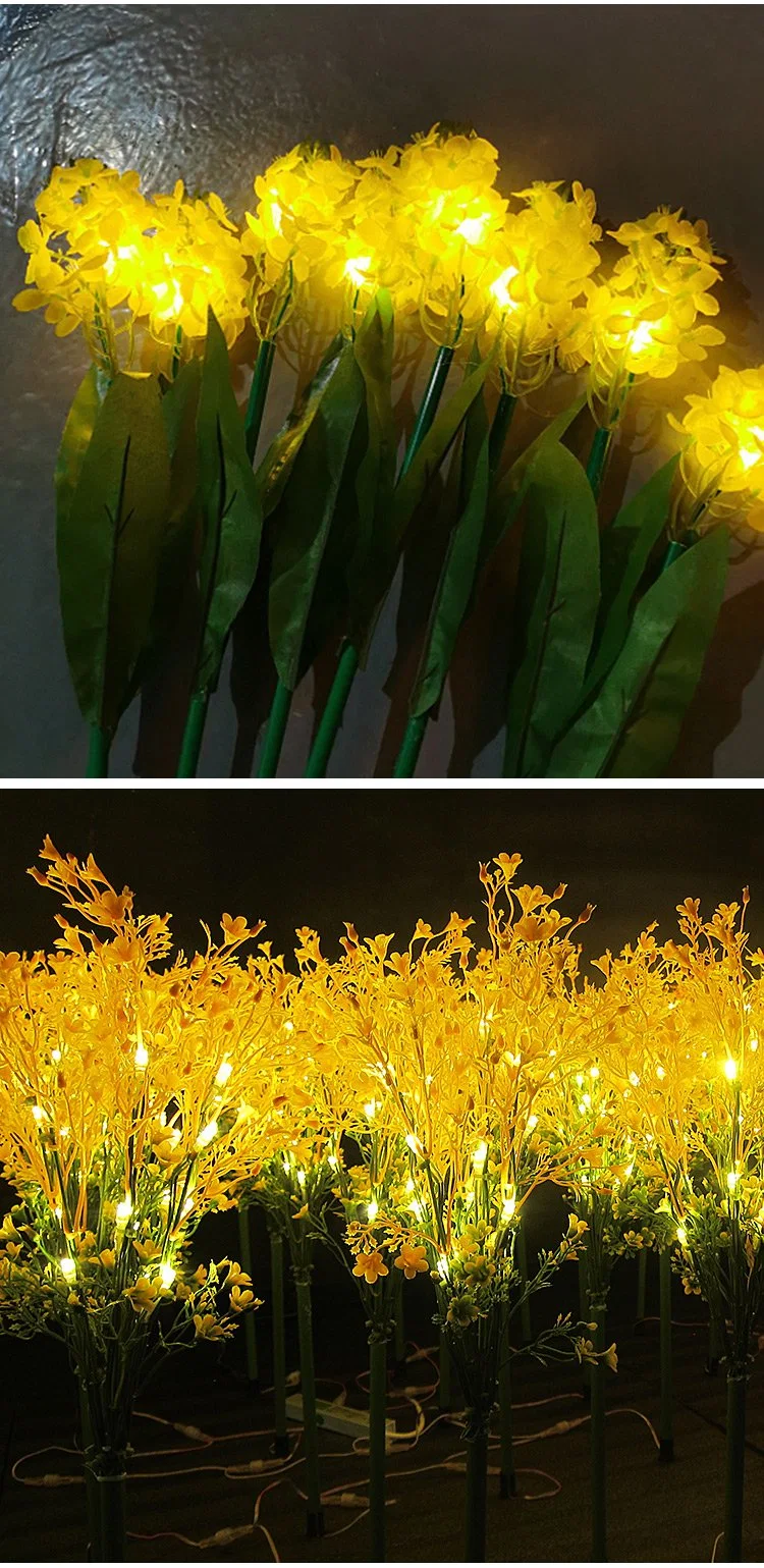 Outdoor Waterproof Garden Patio Pathway Landscape Lighting Decoration Lights LED Solar Rape Flower Lawn Lamp