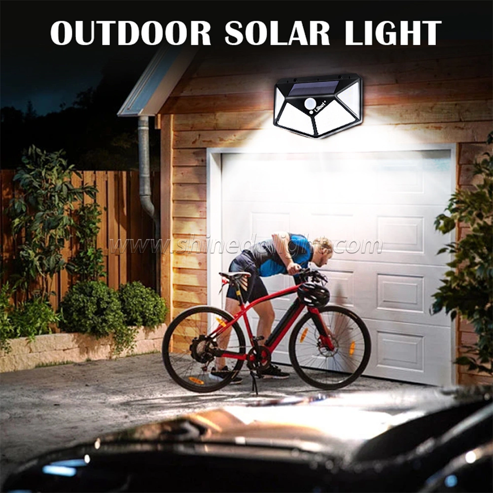 Best Outdoor Backyard Garden Stair Waterproof IP67 Solar Power 4 Sides Lighting Wall Lamp 100 LED Motion Sensor LED Solar Light