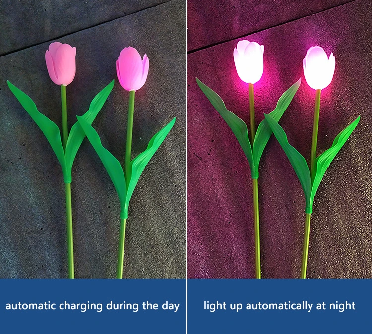 LED Outdoor Garden Decorative Waterproof LED Solar Tulip Lamp for Landscape Path Yard Lights