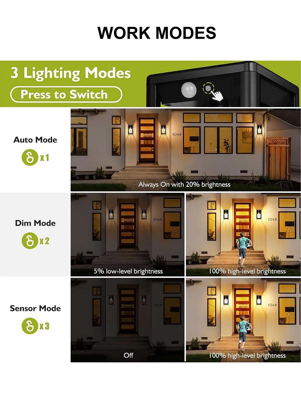 Decorative Indoor Outdoor Luminous Home Garden Yard Solar Sensor Wall Light