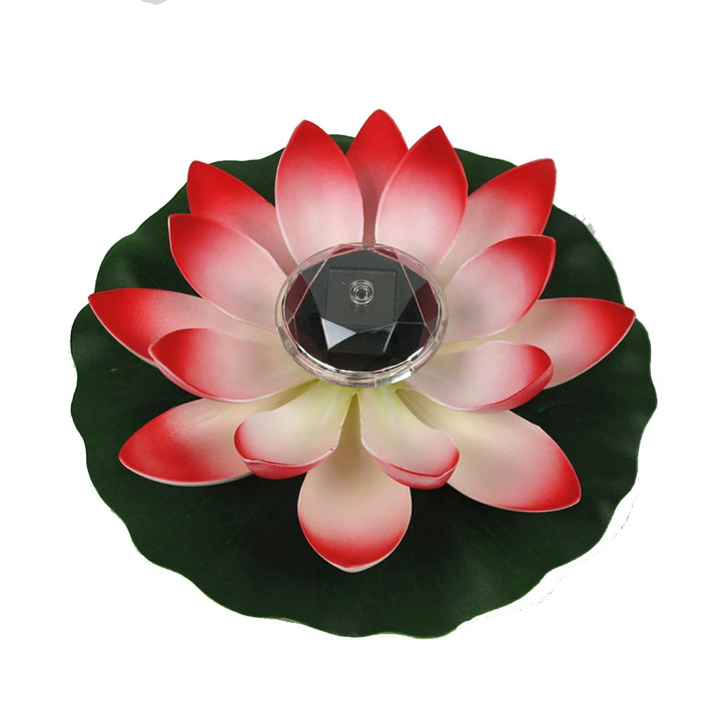 Solar Powered LED Flower Light Artificial Lotus Shape Floating Fountain Pond Garden Pool Lamp LED Night Light Solar Pool Light