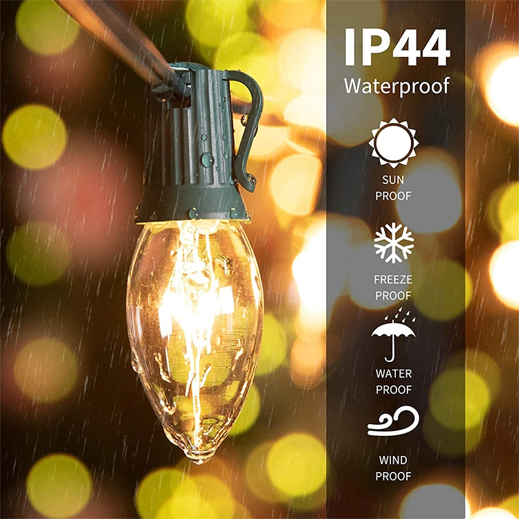 Waterproof C7 Outdoor Clamp String Lights Patio Flame String Lamp