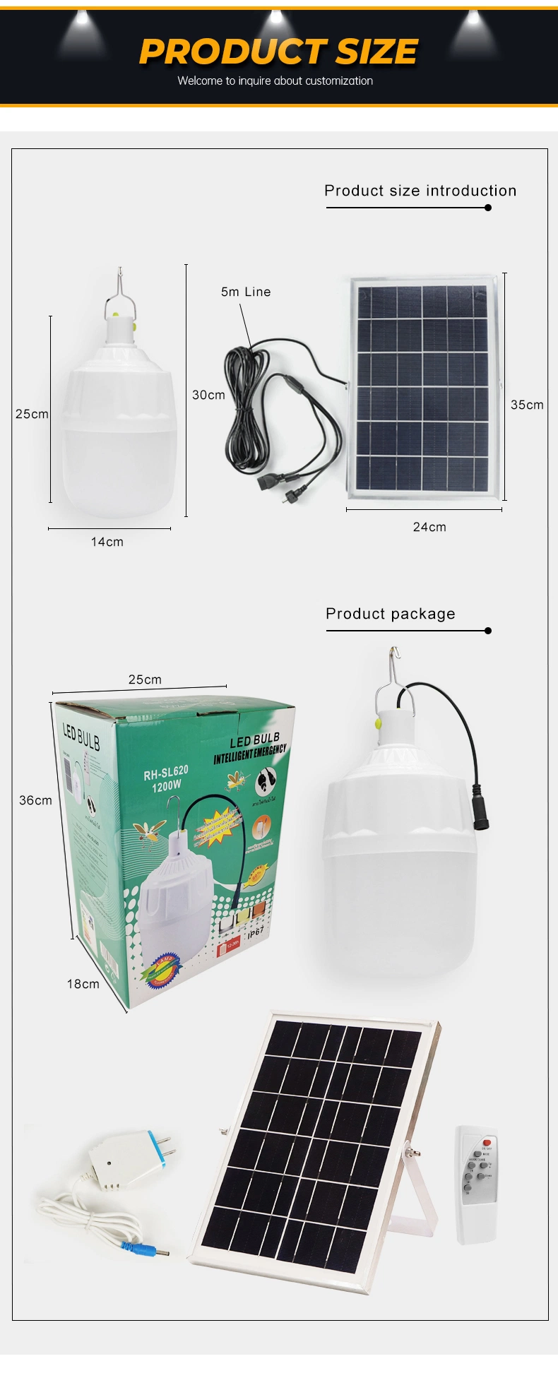 Outdoor Multifunctional Modern Solar Lamp Garden Waterproof IP65 Round with Solar Panel