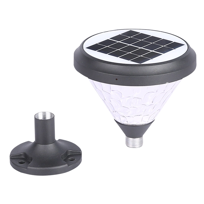 3W Column Pillar Solar 3D Gate Post European Round Mount Metal Patio Light