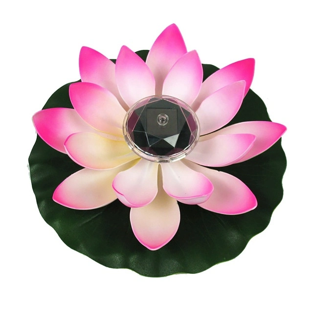 Solar Powered LED Flower Light Artificial Lotus Shape Floating Fountain Pond Garden Pool Lamp LED Night Light Solar Pool Light