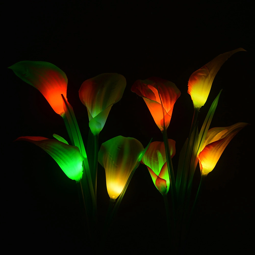 LED Calla Lily Flower Stake Light Solar Energy Rechargeable for Outdoor Garden Patio Pathway Porch Backyard Esg16586