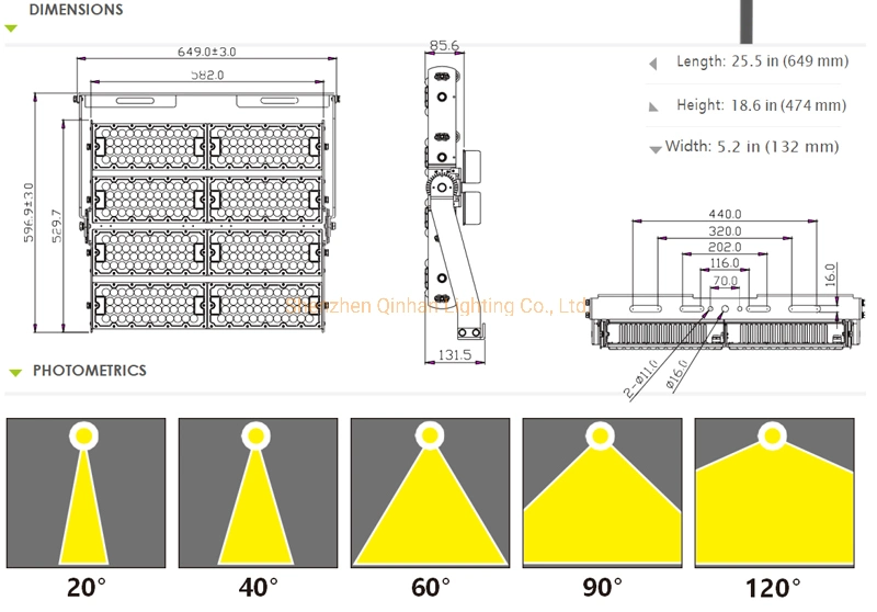 160lm/W High Power SMD LED High Mast Pole Projector Flood Light for Outdoor Reflector Football Field Stadium Sport Lighting 200W 300W 400W 600W 800W 1000W 1500W