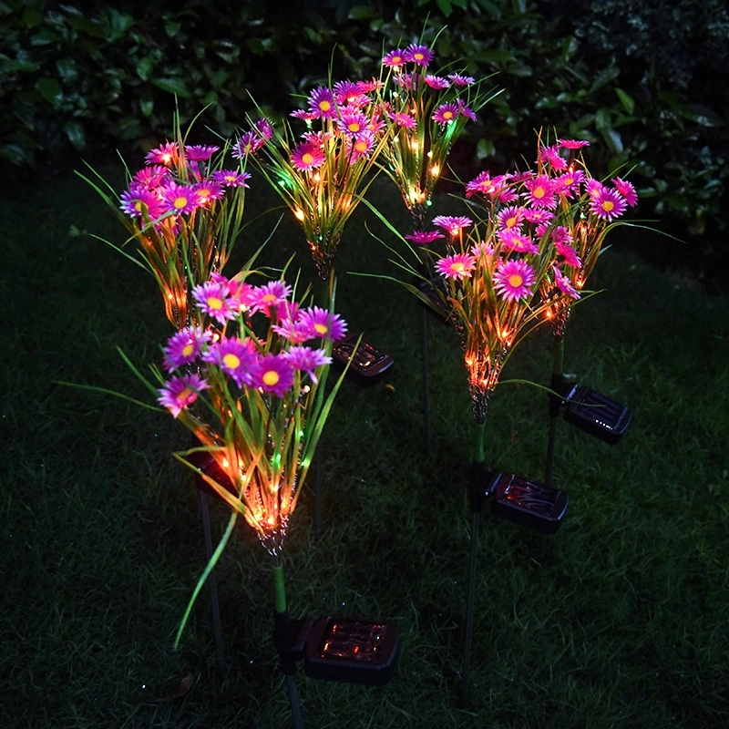 LED Daisy Flower Stake Light Solar Energy Rechargeable for Outdoor Garden Patio Pathway Porch Backyard Esg16591