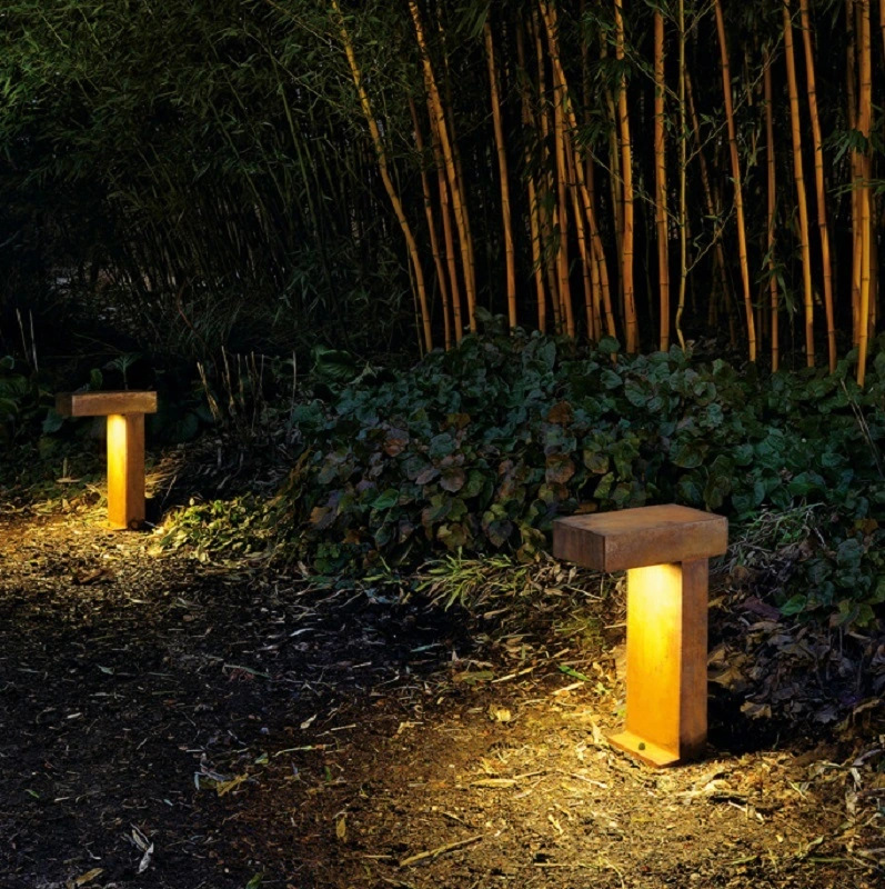 Rusty Bollard Lights Corten Steel Outdoor Lighting