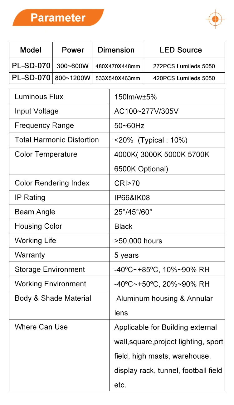 IP66 Outdoor Round Cricket Tennis Courts Soccer LED Flood Field 400W 500W 600W 800W 1000W 1200W High Mast Sport Stadium Light