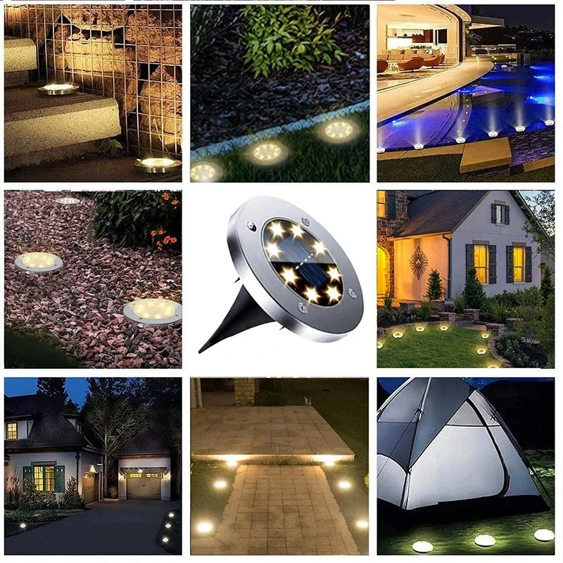 Solar Underground Garden Lights Lawn Pathway Buried Lamp Outdoor Waterproof Sidewalk Bright Landscape Inground Light