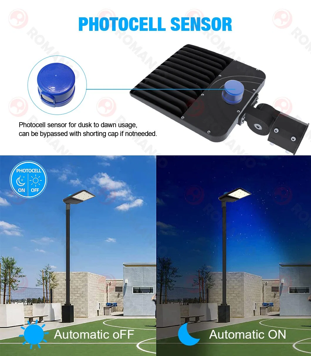 Factory Street Lighting ETL cETL Approved Dusk to Dawn Sensor Parking Lot LED Street Light