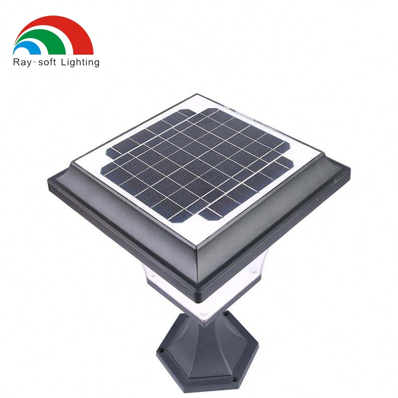 Square Shape Aluminum Black Decorative Modern LED Solar Pillar Light