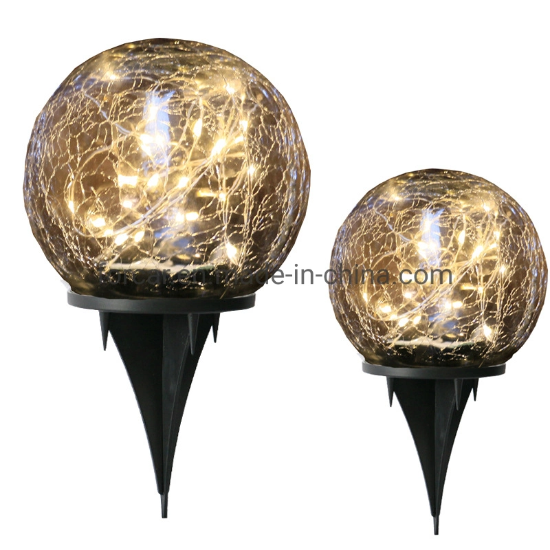 Cracked Glass Globe Home Garden Decorative Lighting AAA Battery Solar Path Landscape Lamp Hot Sale Solar Power Outdoor LED Garden Light