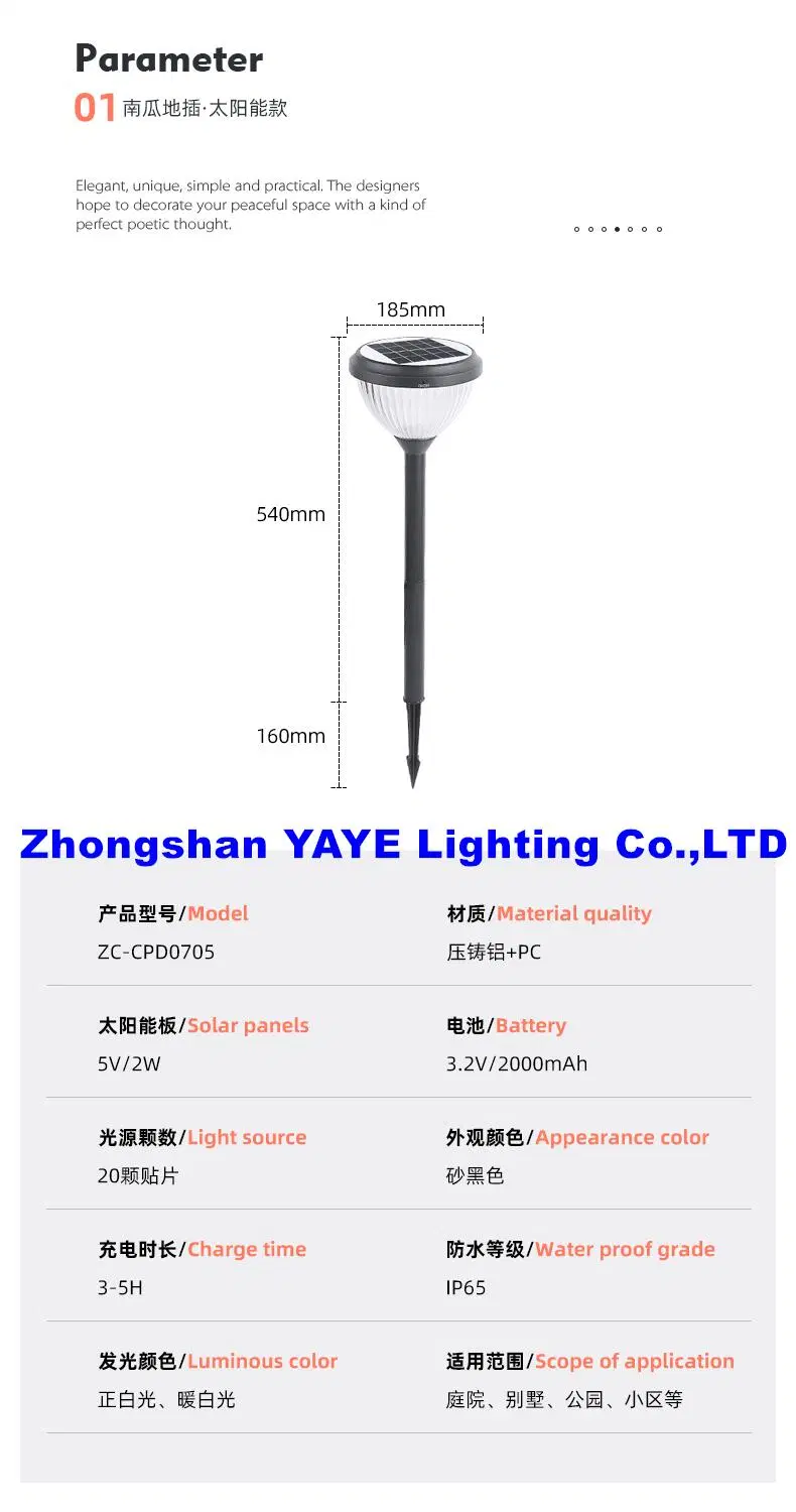 Yaye 2023 Hottest Sell Waterproof IP66 50W LED Garden Light Outdoor Solar Pathway Lights for Lawn/Patio/Yard/Walkway/Driveway with 1000PCS Stock