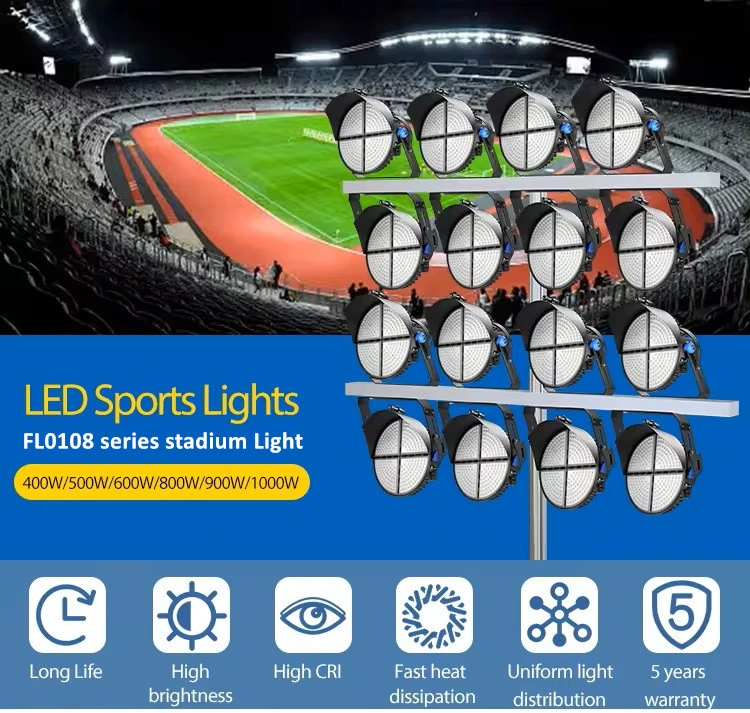 Outdoor Waterproof IP66 LED Projector Floodlight 400W 500W 600W 800W 1000W LED High Mast Light for Stadium Sports Field Area Flood Lighting