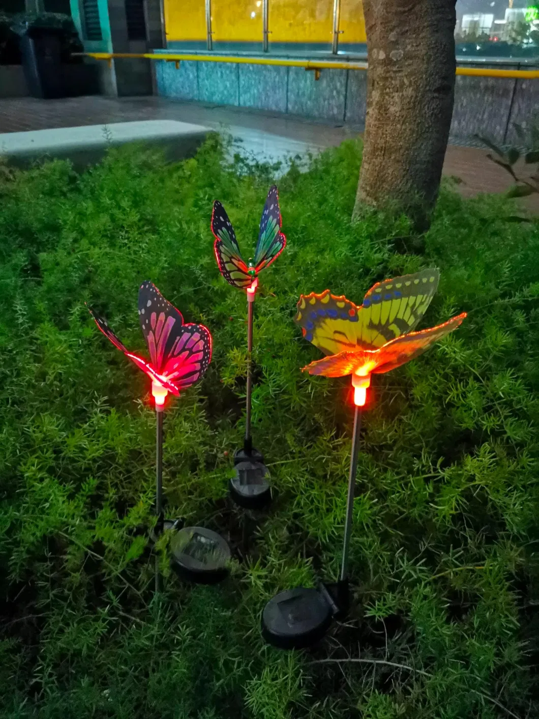 Waterproof Garden Decoration Colorful Butterfly LED Lamps Patio Pathway Solar Flood Light