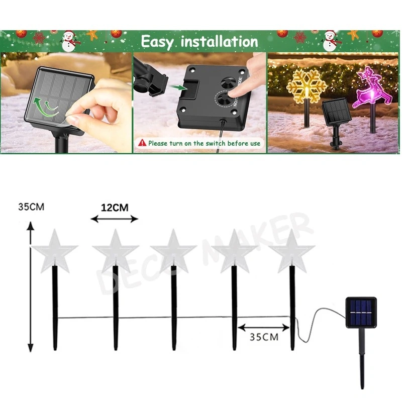 Solar Outdoor Waterproof Lawn Lights Christmas Garden Patio LED Stars Tree Atmosphere Decorative Lights