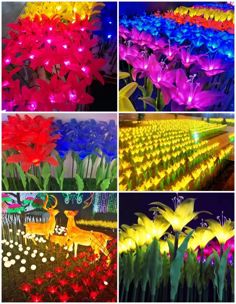 LED Artificial Flower Light Lily Stake Pin Light for Garden Christmas Decoration