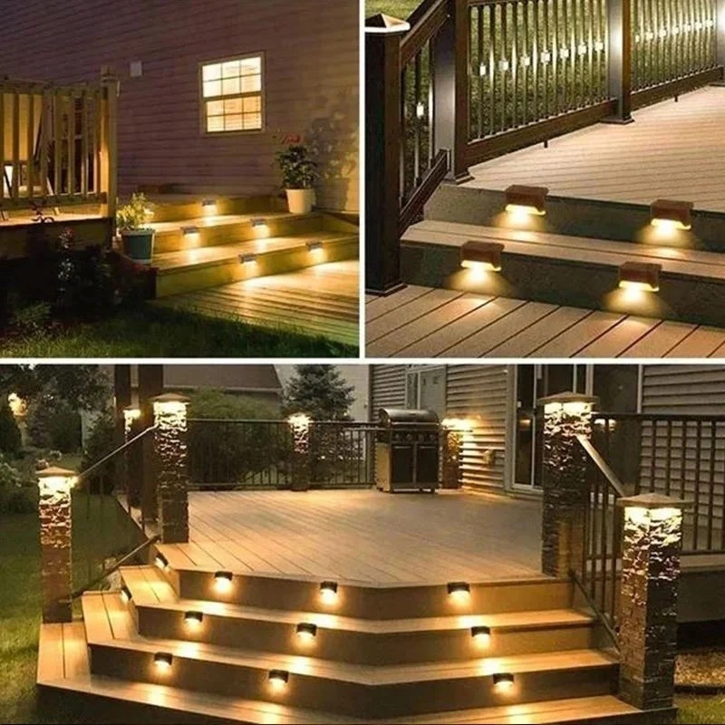 Outdoor Courtyard Garden Walkway RGB LED Solar Lamp Fence Step Deck Dock Solar Stair Light