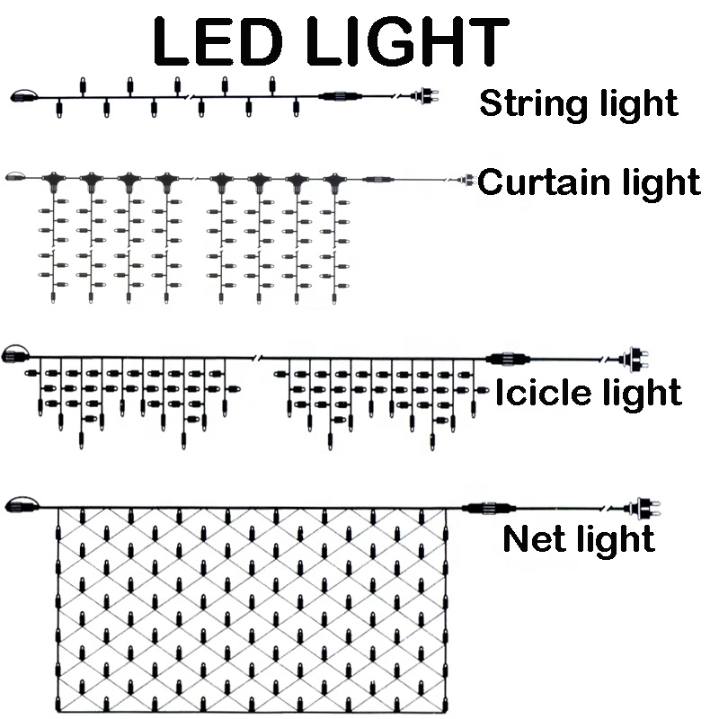 Commercial Project Rubber Cable Christmas LED String Lights China Direct Buy for Christmas Patio Decoration