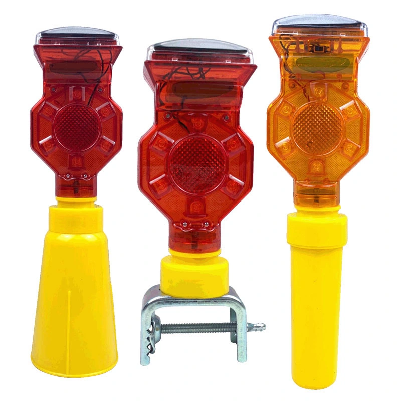 Solar Traffic Lamp Red Yellow LED Barricade Flasher Light / Amber Road Cone Solar Barricade Light for Warning Safety