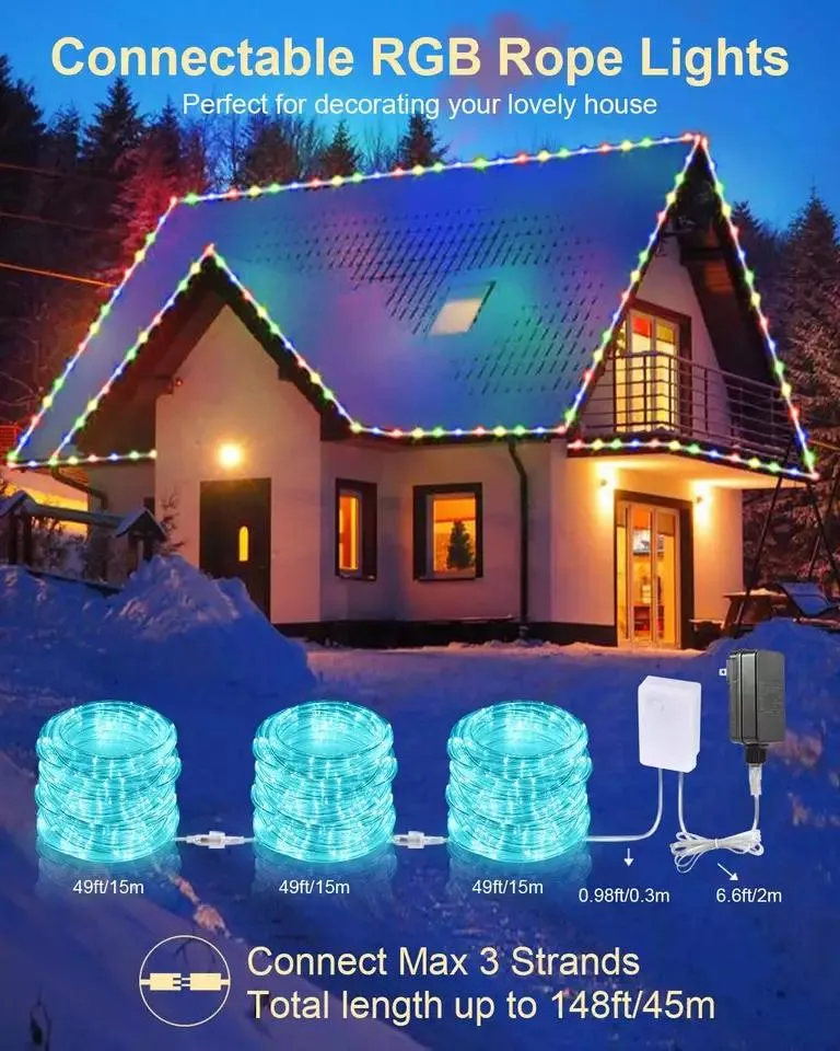 LED APP Control Micro Rope Lights Waterproof Outdoor Patio Lighting Christmas Decoration String Lights