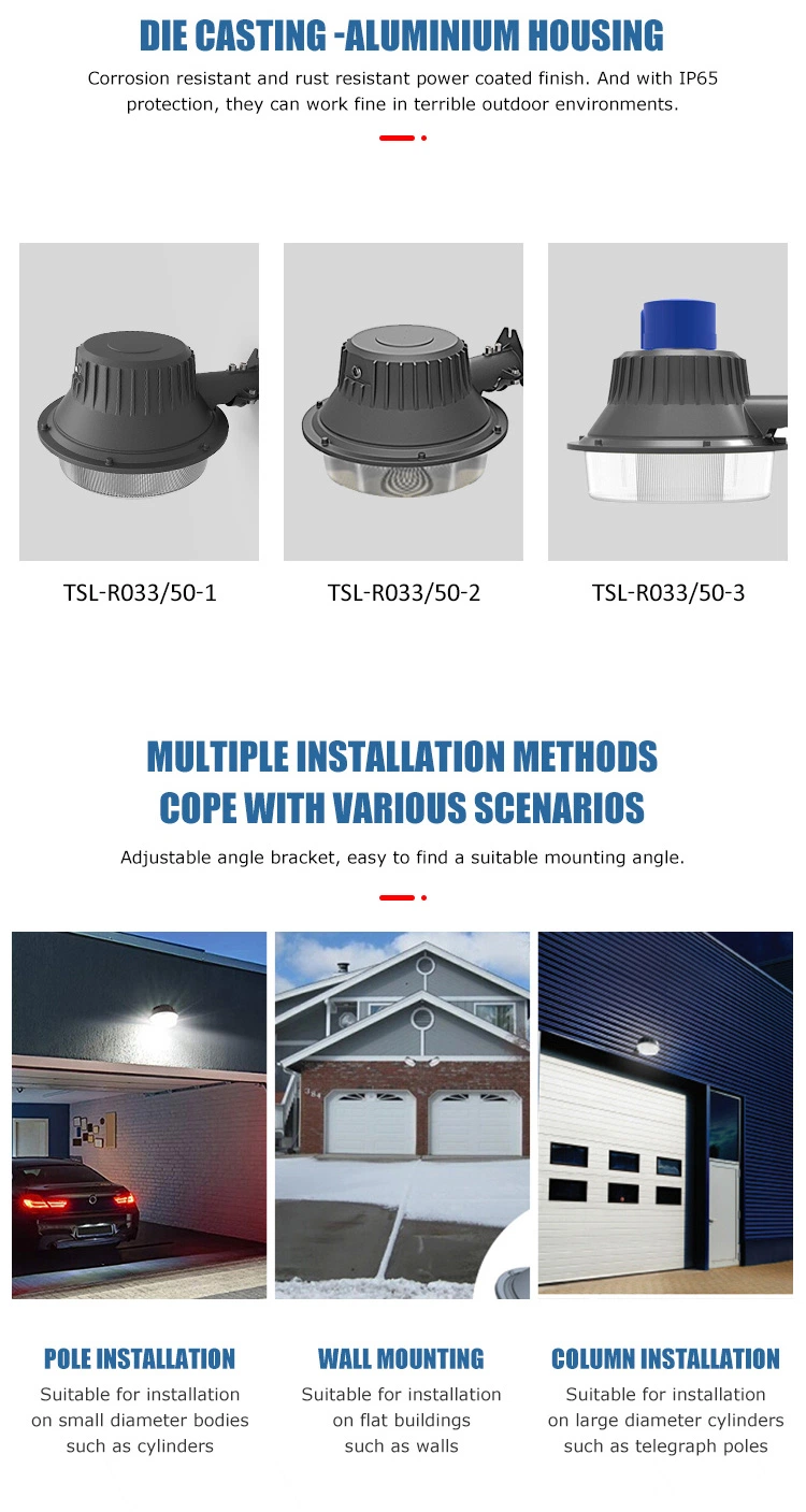 Dusk to Dawn Parking Lot Photocell Commercial Lighting Outdoor Post Security 50W 100W Street 5000K LED Exterior Garage Light