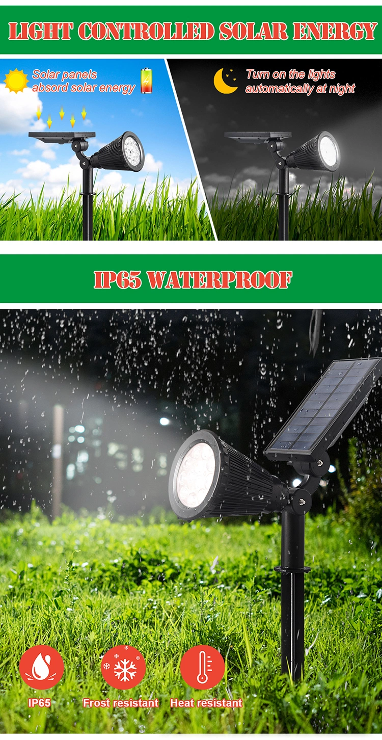 Outdoor Waterproof Landscape Lamp LED Solar Power Garden Light for Pathway Patio Yard Walkway Driveway Path Courtyard Lawn Floodlighting