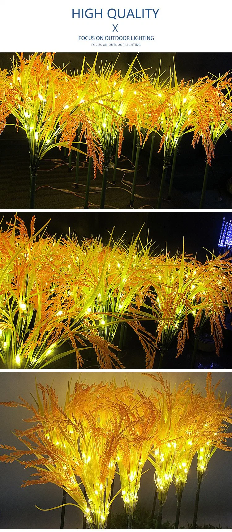 Patio Flower Lamps Decorative Festival Stage Artificial Wheat Rice Sunflower Fairy Lamp Garden Holiday Lighting