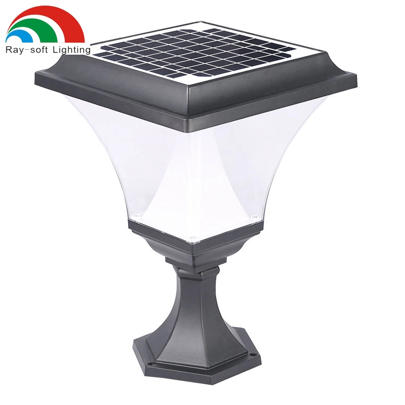 Square Shape Aluminum Black Decorative Modern LED Solar Pillar Light