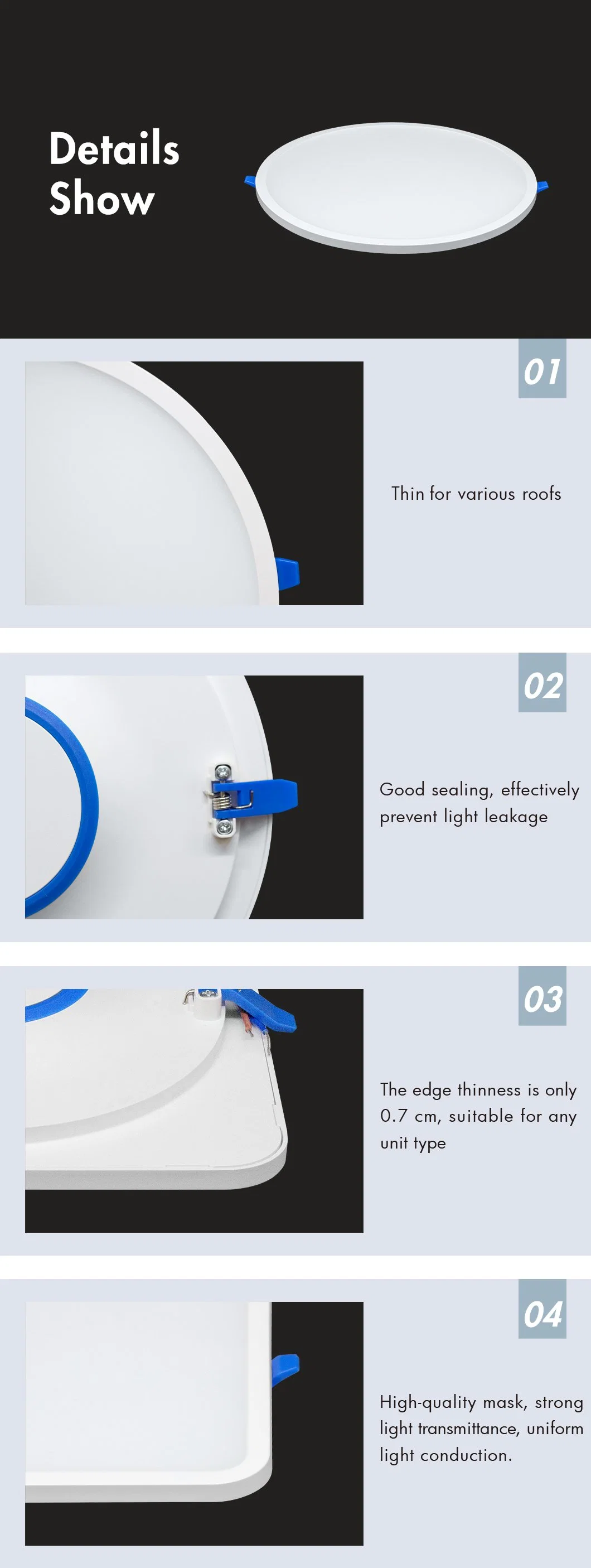 CCT Adjustable High Lumen Ultra Thin Easy Installation Round Square LED Recessed Slim Panel Light