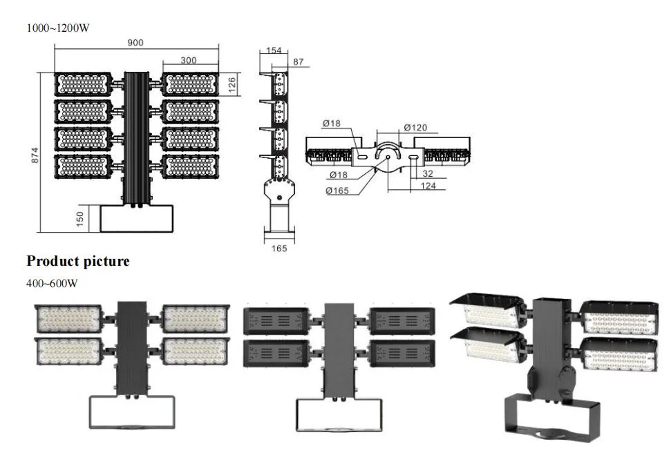 Hot Selling 1000W 1200W Outdoor Sport Golf Course Basketball Arena Badminton Court Field Apron LED High Mast Stadium Light