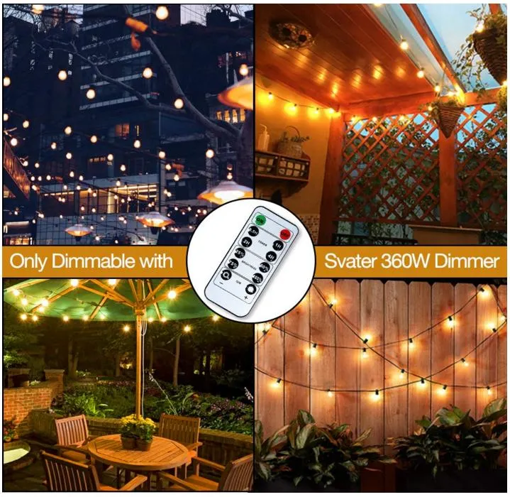 Waterproof 25FT 25 LED Bulb Light Holiday Garden Decoration Strip Lamp Outdoor Flexible Patio String Light