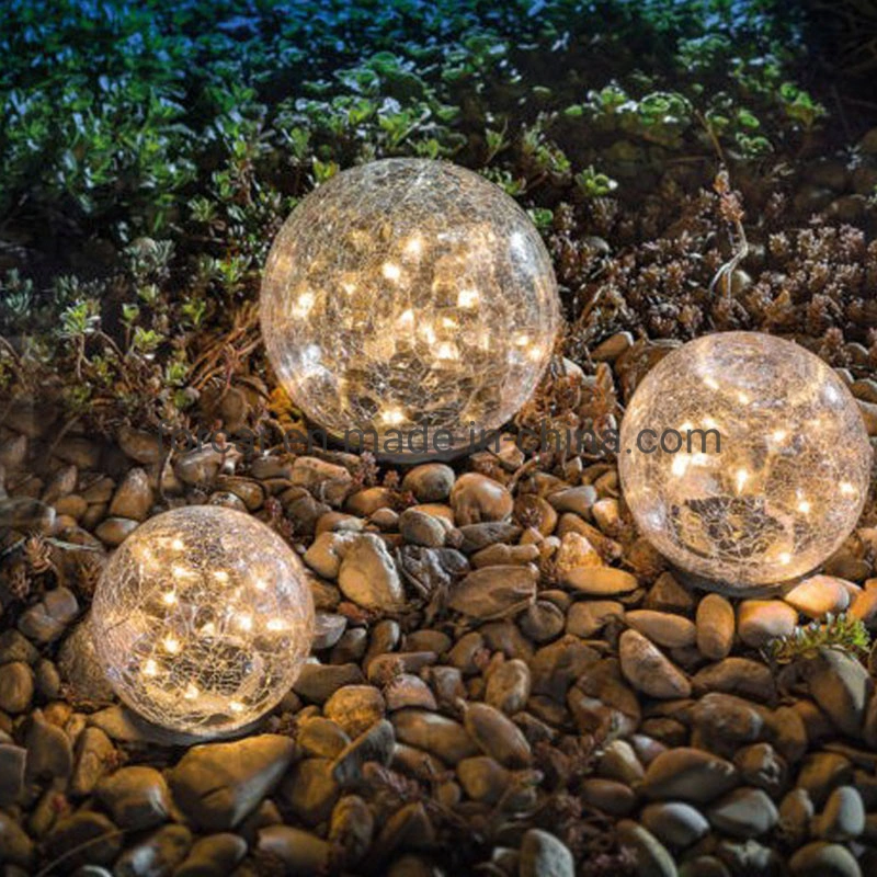 Cracked Glass Globe Home Garden Decorative Lighting AAA Battery Solar Path Landscape Lamp Hot Sale Solar Power Outdoor LED Garden Light