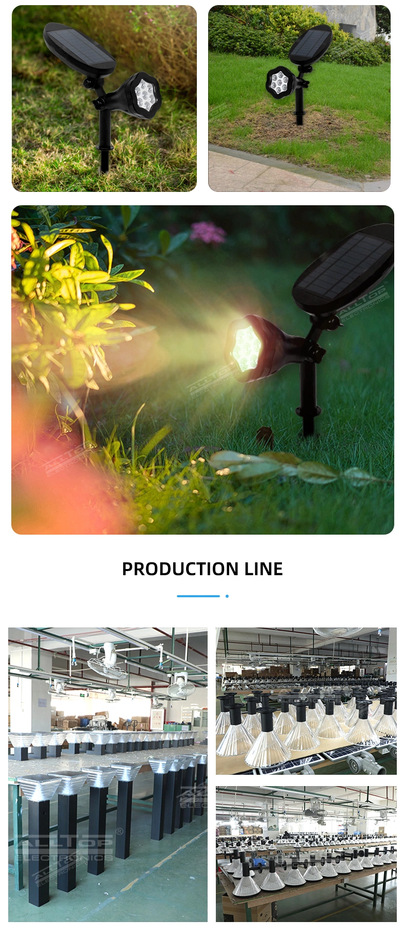 Alltop High Brightness RGB ABS Waterproof IP65 Park Path Way 7W Outdoor LED Solar Garden Light