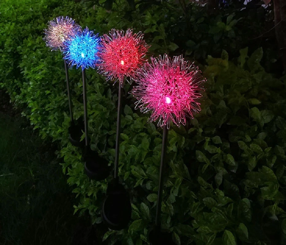 Rechargeable LED Ball Dandelion Flower Stake Light Solar Energy for Outdoor Garden Patio Pathway Porch Backyard Bl16592